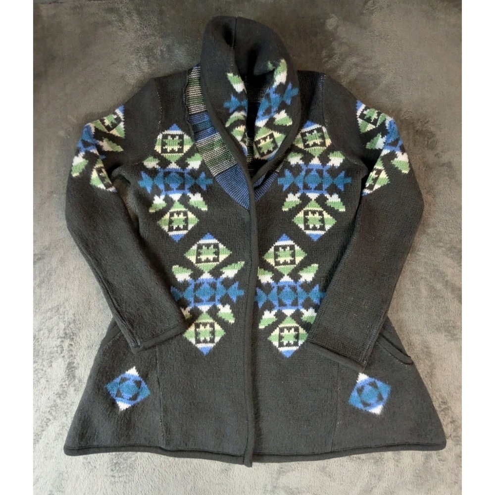 Free People We The Free Navajo Aztec Cardigan Wool Sweater‎ Jacket Size S Boho